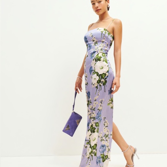 NWT Reformation Frankie Silk Dress Garden Soiree - Picture 6 of 8